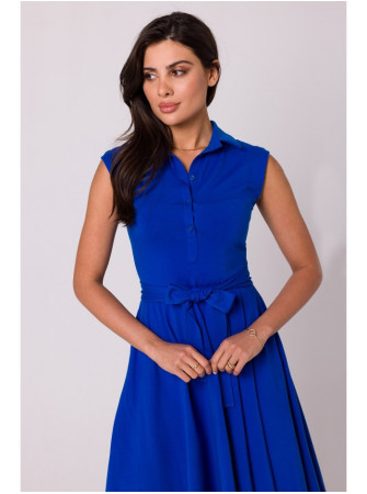 B261 Prigludusi ir platėjanti medvilninė suknelė - karališka mėlyna