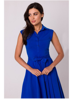 B261 Prigludusi ir platėjanti medvilninė suknelė - karališka mėlyna