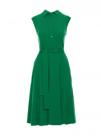 B261 Žalias medvilninis platėjantis suknelė - žalia
