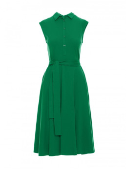 B261 Prigludusi ir platėjanti medvilninė suknelė - žalia