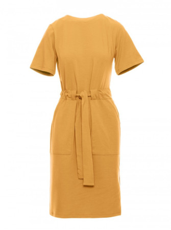 B263 Medvilninė suknelė su kišenėmis - honey