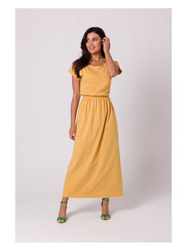 B264 Ilga suknelė su guma liemenyje - honey