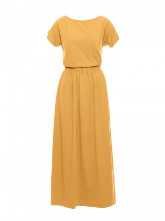 B264 Ilga suknelė su guma liemenyje - honey