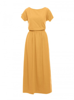 B264 Ilga suknelė su guma liemenyje - honey