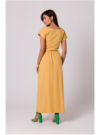 B264 Ilga suknelė su guma liemenyje - honey