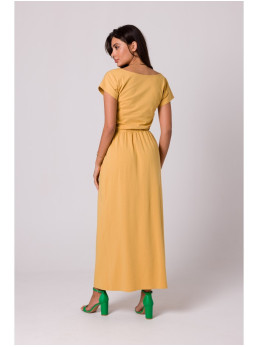 B264 Ilga suknelė su guma liemenyje - honey