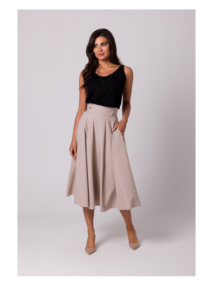 B265 Aukštu liemeniu platėjantis sijonas - smėlio