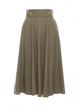 B265 Aukšto liemens platėjantis sijonas - alyvuogių