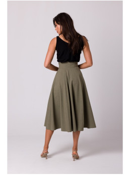 B265 Aukšto liemens platėjantis sijonas - alyvuogių