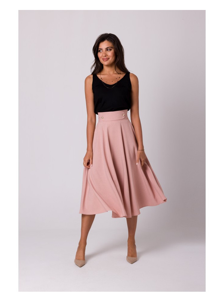 B265 Aukštu liemeniu platėjantis sijonas - rožinė