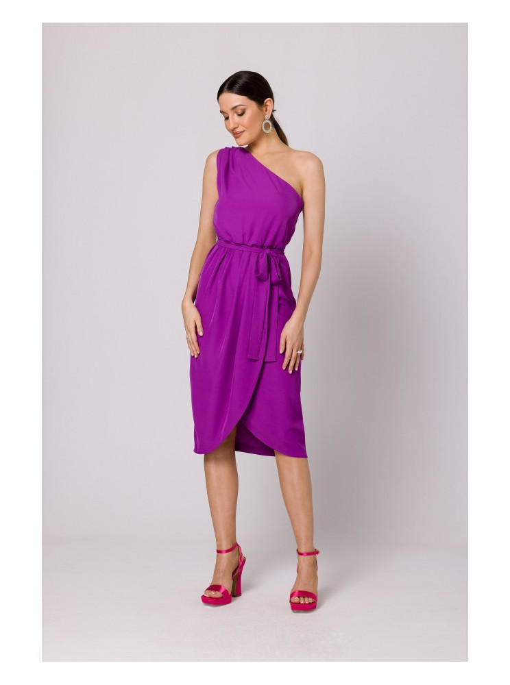 .K160 Asimetriška suknelė vienu petimi - levandų