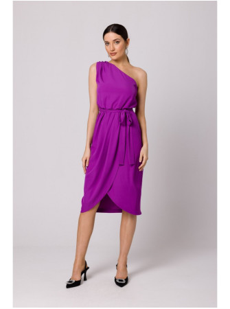 .K160 Asimetriška suknelė vienu petimi - levandų