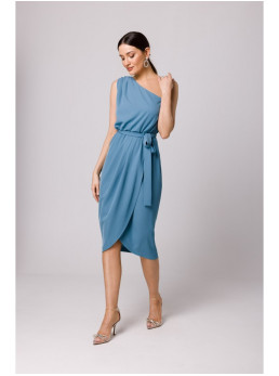 .K160 Suknelė vienu petimi - dangaus mėlyna