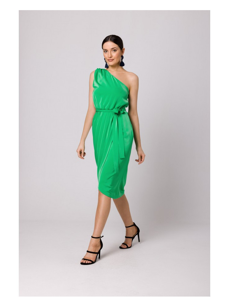 .K160 Žalia suknelė vienu petimi - žalia