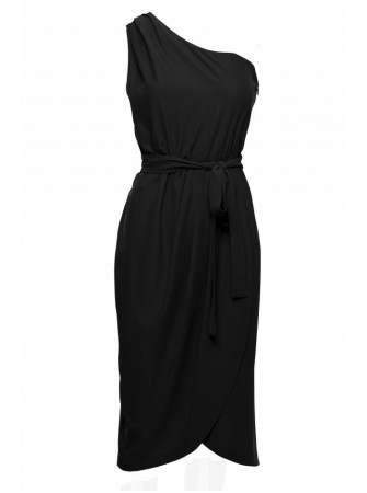 .K160 Suknelė vienu petimi - juoda