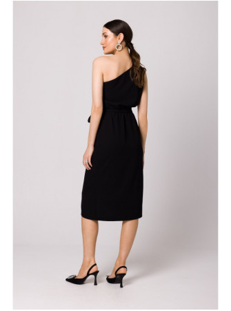 .K160 Suknelė vienu petimi - juoda