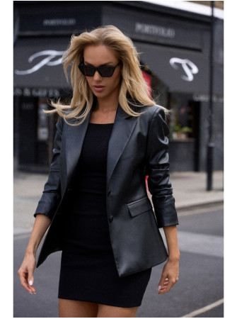 M748 Dirbtinės odos švarkas - juoda