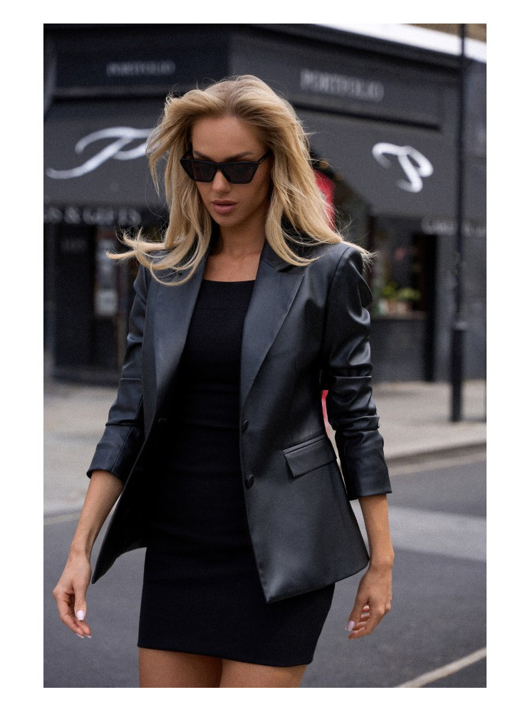 M748 Dirbtinės odos švarkas - juoda