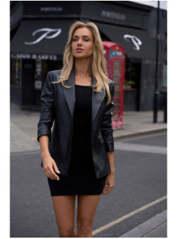 M748 Dirbtinės odos švarkas - juoda