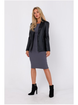 M748 Juodos spalvos eko odos švarkas - juoda