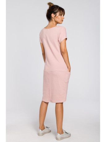 B050 Midi dress with in-seam pockets - powder