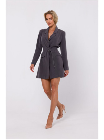 M749 Švarkelio tipo suknelė su diržu - tamsiai pilka