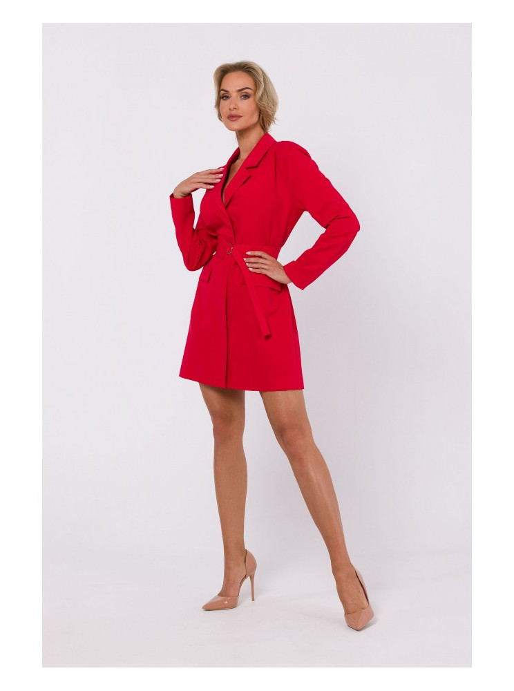 M749 Švarkelio tipo suknelė su diržu - raudona