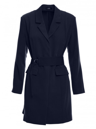 M749 Švarkelio tipo suknelė su diržu - tamsiai mėlyna