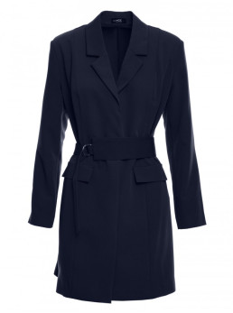 M749 Švarkelio tipo suknelė su diržu - tamsiai mėlyna