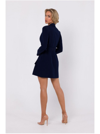 M749 Švarkelio tipo suknelė su diržu - tamsiai mėlyna