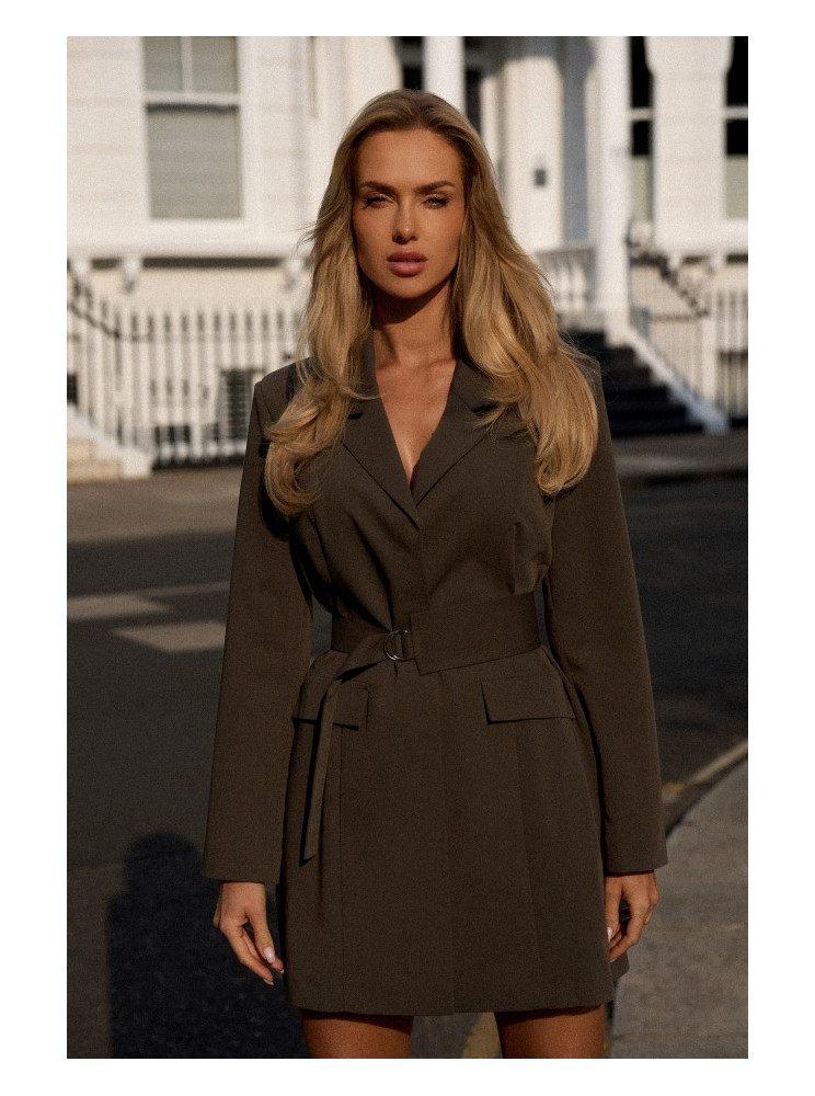 M749 Švarkinė suknelė su diržu - chaki