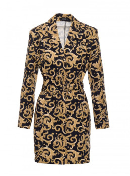 M750 Raštuotas švarkas-suknelė su diržu - spalva