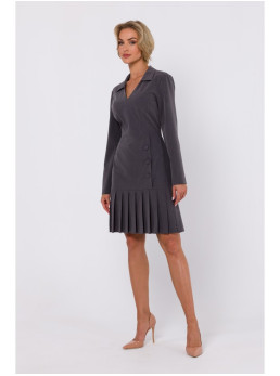 M752 Suknelė su klostuotu sijonu - tamsiai pilka