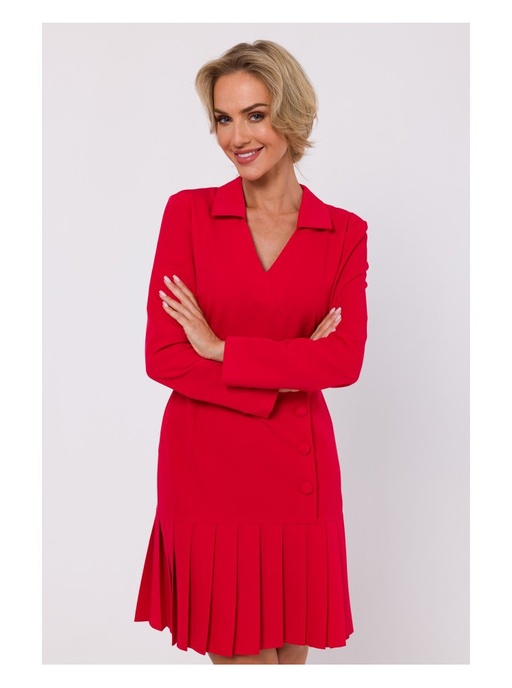 M752 Siaučiama suknelė su klostuotu sijonu - raudona