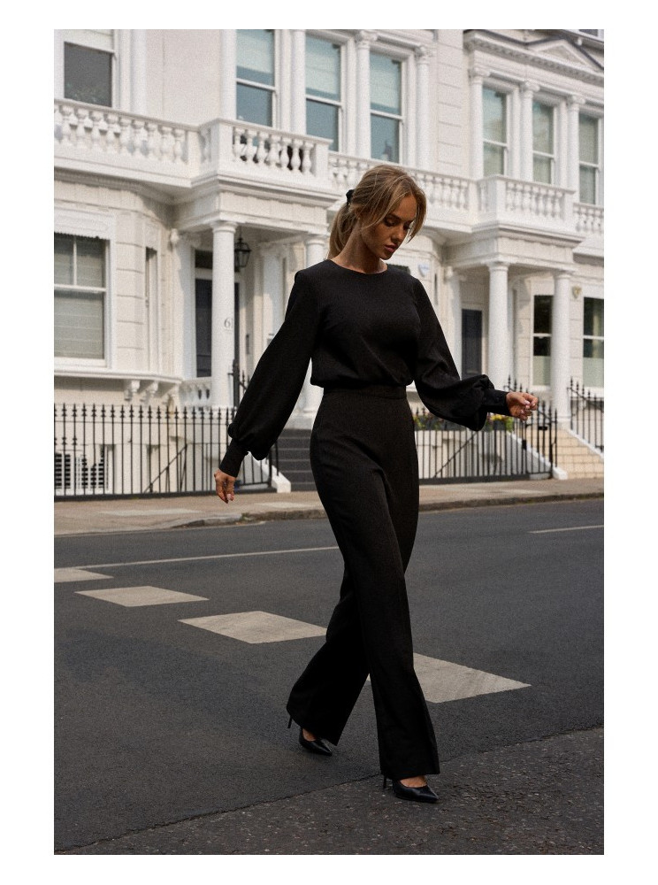 M754 Kombinezonas su dekoratyvinėmis rankovėmis - juoda