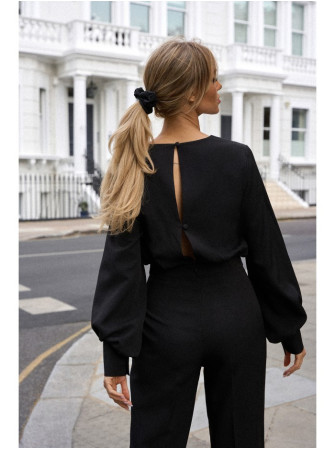 M754 Kombinezonas su dekoratyvinėmis rankovėmis - juoda