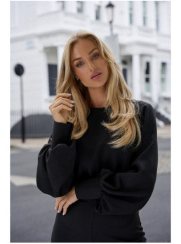 M754 Kombinezonas su dekoratyvinėmis rankovėmis - juoda