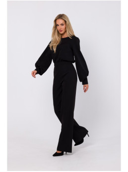 M754 Kombinezonas su dekoratyvinėmis rankovėmis - juoda