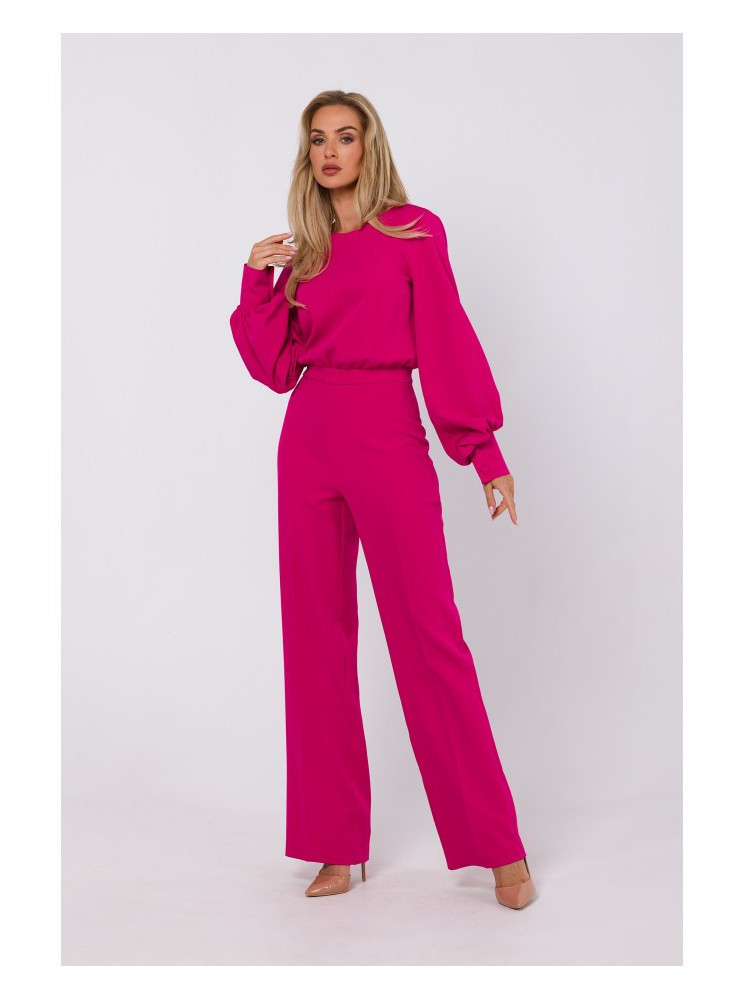 M754 Kombinezonas su dekoratyvinėmis rankovėmis - fuksijos