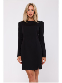 M755 Suknelė su modeliuojančiomis siūlėmis - juoda