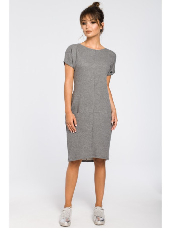 B050 Midi dress with in-seam pockets - grey