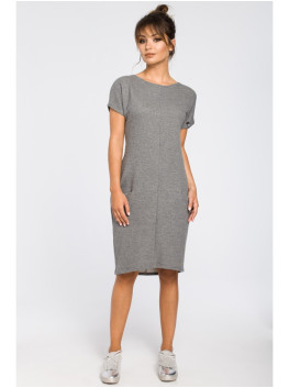 B050 Midi dress with in-seam pockets - grey