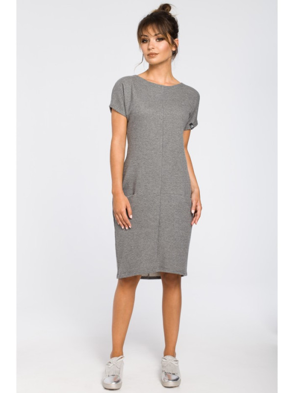 B050 Midi dress with in-seam pockets - grey