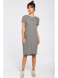 B050 Midi dress with in-seam pockets - grey