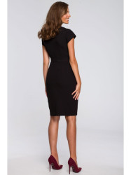 S239 Pencil dress with a tie belt - black