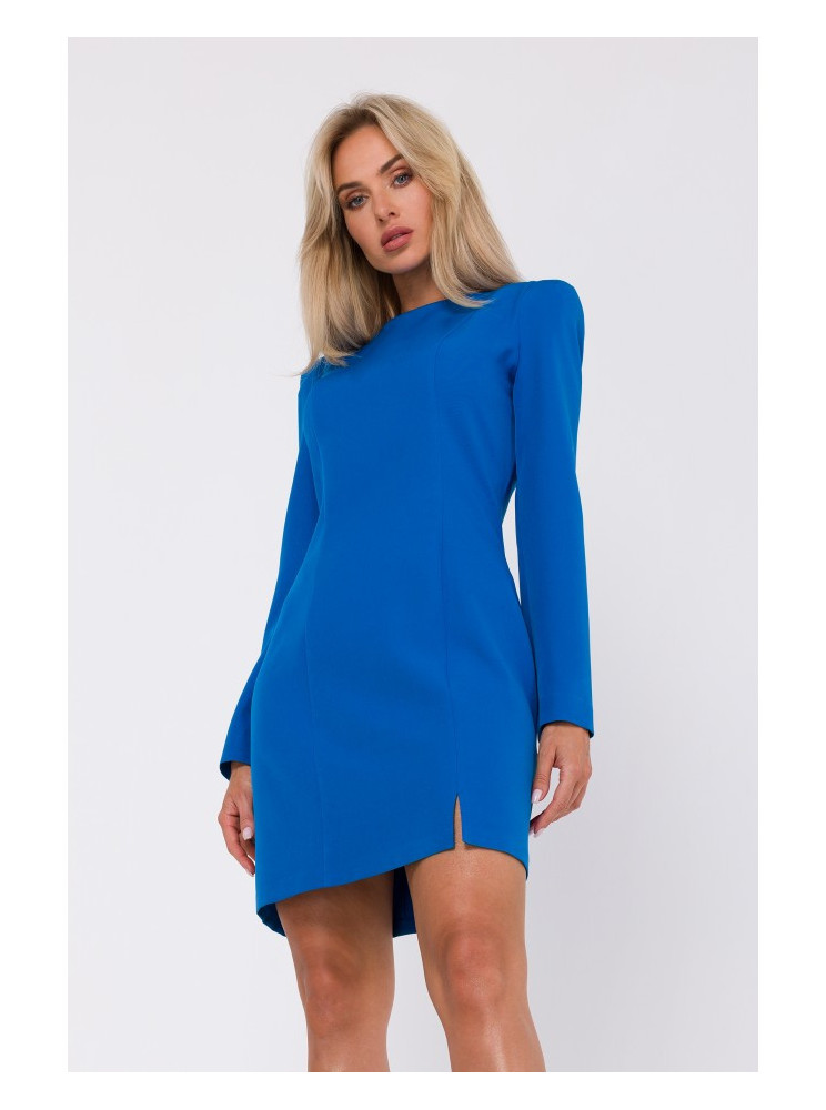 M755 Mėlyna suknelė su modeliuojančiomis siūlėmis - mėlyna