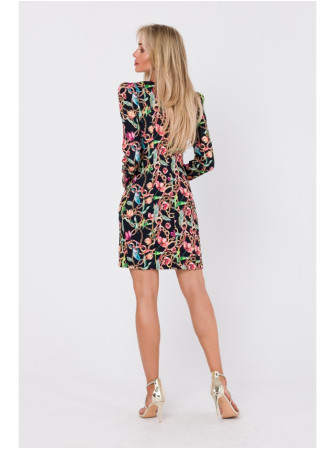 M756 Raštuota suknelė su modeliuojančiomis siūlėmis – 2 modelis - spalva