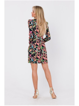 M756 Raštuota suknelė su modeliuojančiomis siūlėmis – 2 modelis - spalva