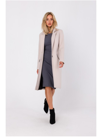 M758 Sagamis užsegamas paltas - smėlio