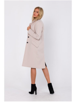 M758 Sagamis užsegamas paltas - smėlio